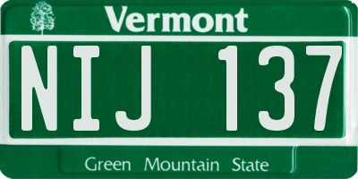 VT license plate NIJ137