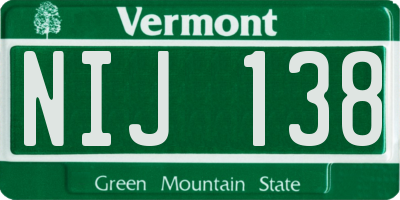 VT license plate NIJ138