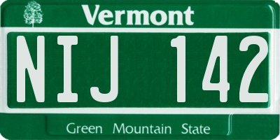 VT license plate NIJ142