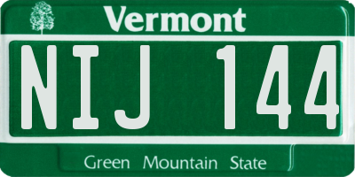 VT license plate NIJ144