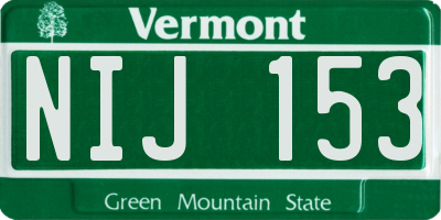VT license plate NIJ153