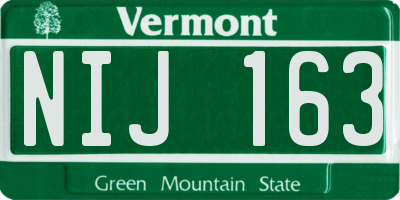 VT license plate NIJ163