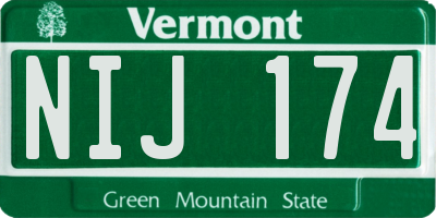 VT license plate NIJ174