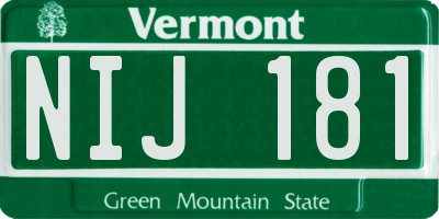 VT license plate NIJ181