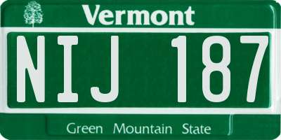VT license plate NIJ187
