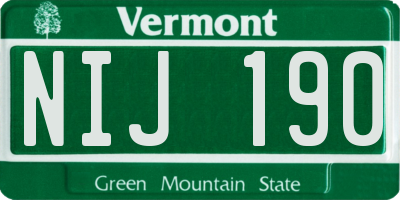 VT license plate NIJ190