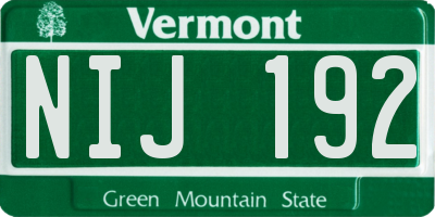 VT license plate NIJ192