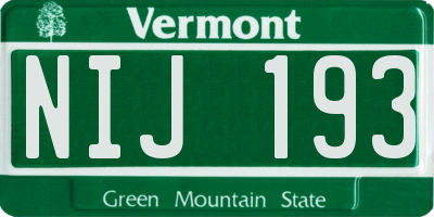 VT license plate NIJ193