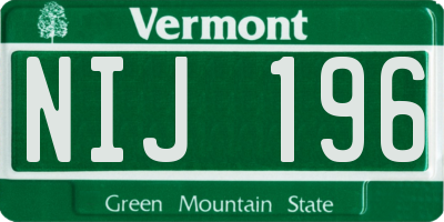 VT license plate NIJ196