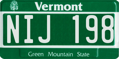 VT license plate NIJ198