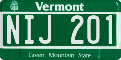 VT license plate NIJ201