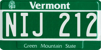 VT license plate NIJ212