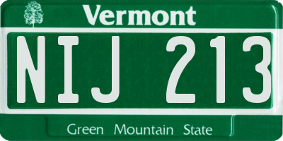 VT license plate NIJ213