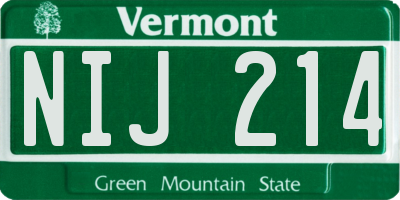VT license plate NIJ214