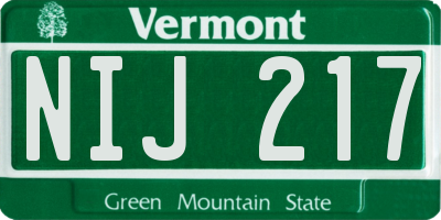VT license plate NIJ217