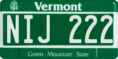 VT license plate NIJ222