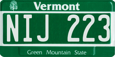 VT license plate NIJ223