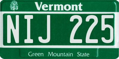 VT license plate NIJ225