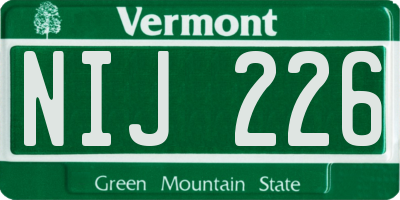 VT license plate NIJ226