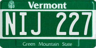 VT license plate NIJ227