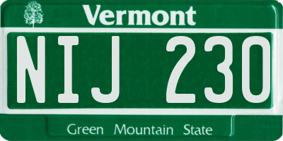 VT license plate NIJ230