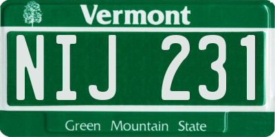 VT license plate NIJ231