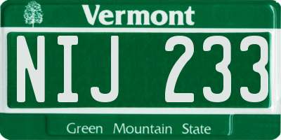 VT license plate NIJ233
