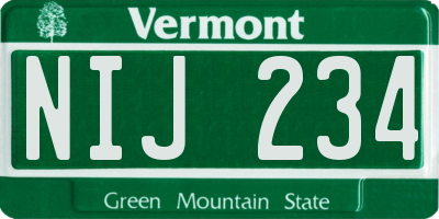 VT license plate NIJ234