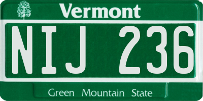VT license plate NIJ236