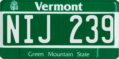 VT license plate NIJ239