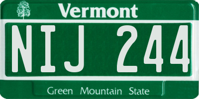 VT license plate NIJ244