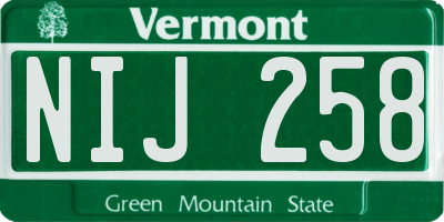 VT license plate NIJ258