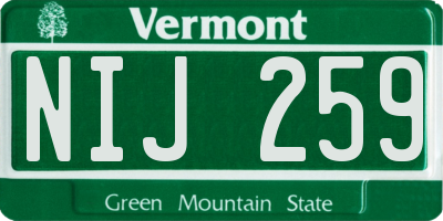 VT license plate NIJ259