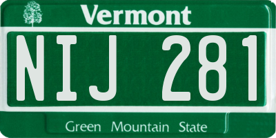 VT license plate NIJ281