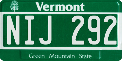 VT license plate NIJ292