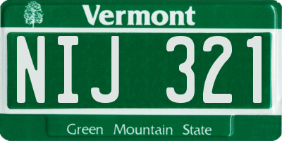 VT license plate NIJ321
