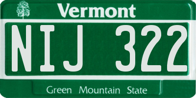 VT license plate NIJ322