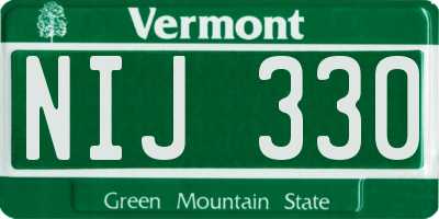 VT license plate NIJ330