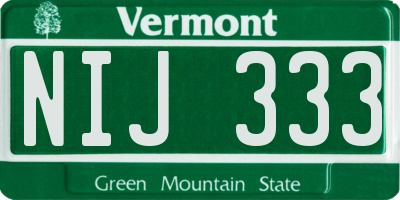 VT license plate NIJ333