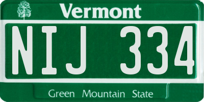 VT license plate NIJ334