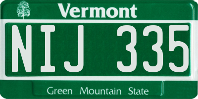 VT license plate NIJ335