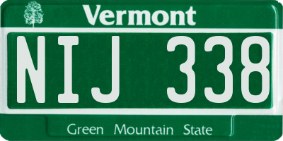 VT license plate NIJ338