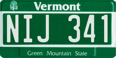 VT license plate NIJ341