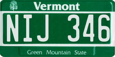 VT license plate NIJ346
