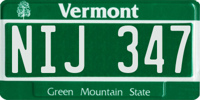 VT license plate NIJ347