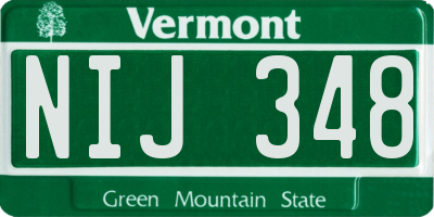 VT license plate NIJ348