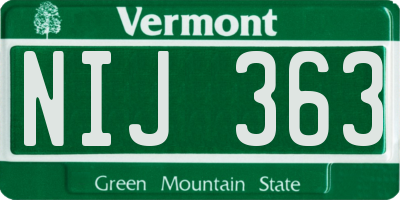 VT license plate NIJ363