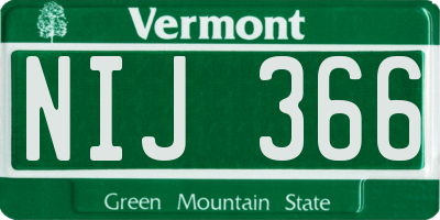 VT license plate NIJ366