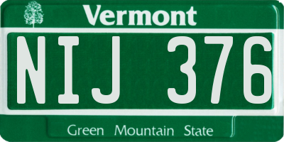 VT license plate NIJ376