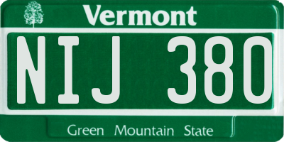 VT license plate NIJ380